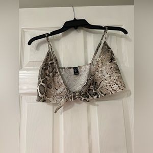Windsor Front Tie Crop Top - Snake Skin Print